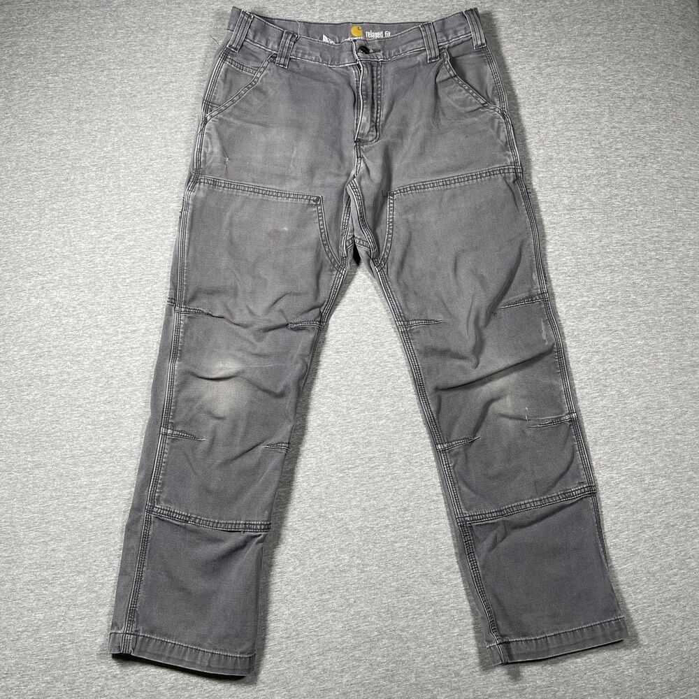 Carhartt Cargo Pants Mens 31x30 (31x27) Gray Relaxed Fit Canvas Workwear Rugged